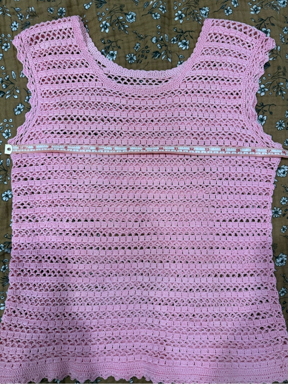 Pink Crochet Sleeveless Knit Top - Picture 7 of 9